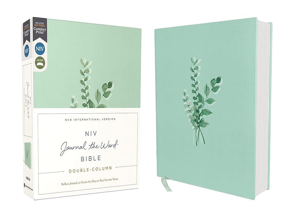 NIV, Journal the Word Bible (Perfect for Note-Taking), Double-Column, Cloth over Board, Teal, Red Letter, Comfort Print: Reflect, Take Notes, or Create Art Next to Your Favorite Verses cover image