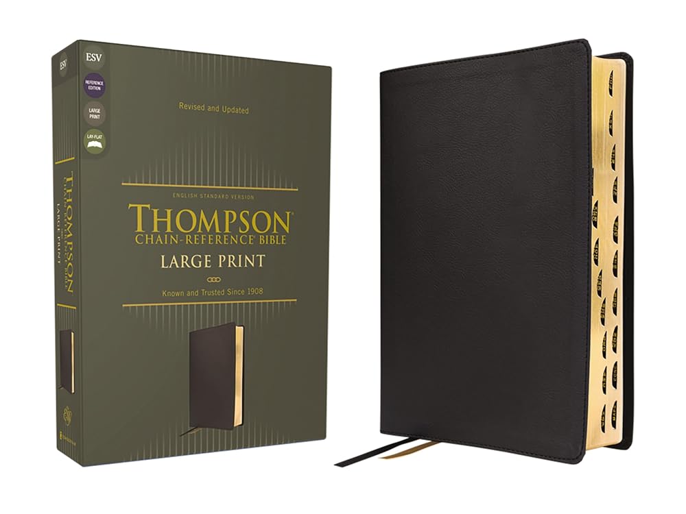 ESV, Thompson Chain-Reference Bible, Large Print, Leathersoft, Black, Red Letter, Thumb Indexed cover image