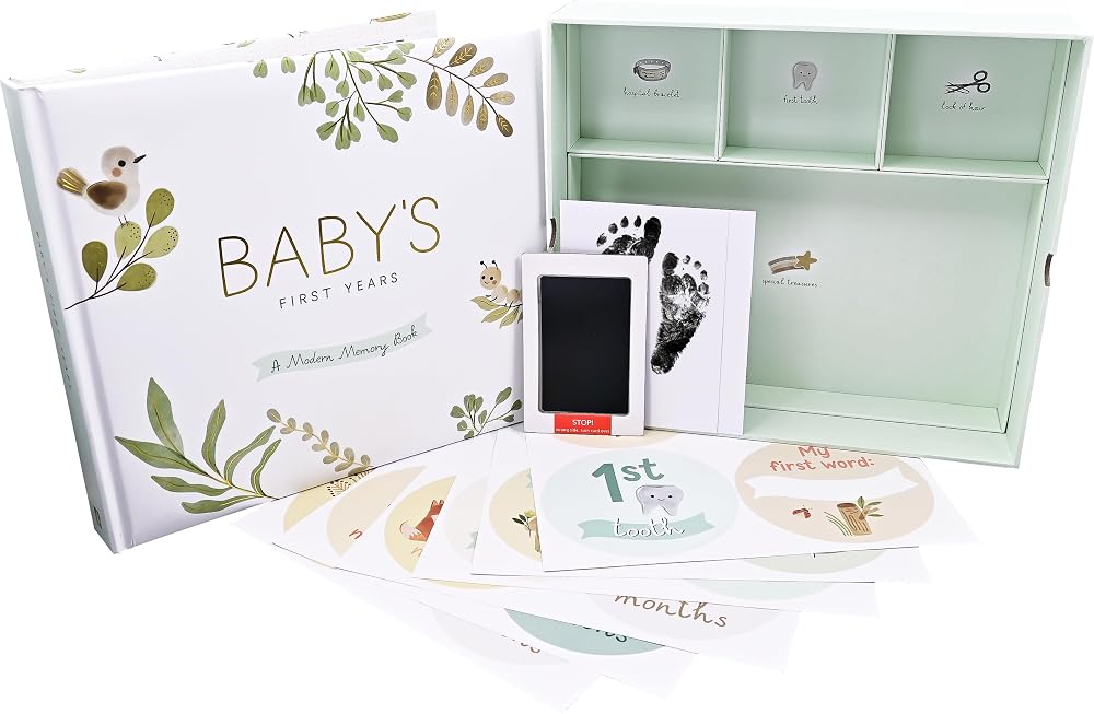 Baby's First Years: A Modern Memory Book with Keepsake Box, Baby Stamp Pad, and Milestone Stickers cover image