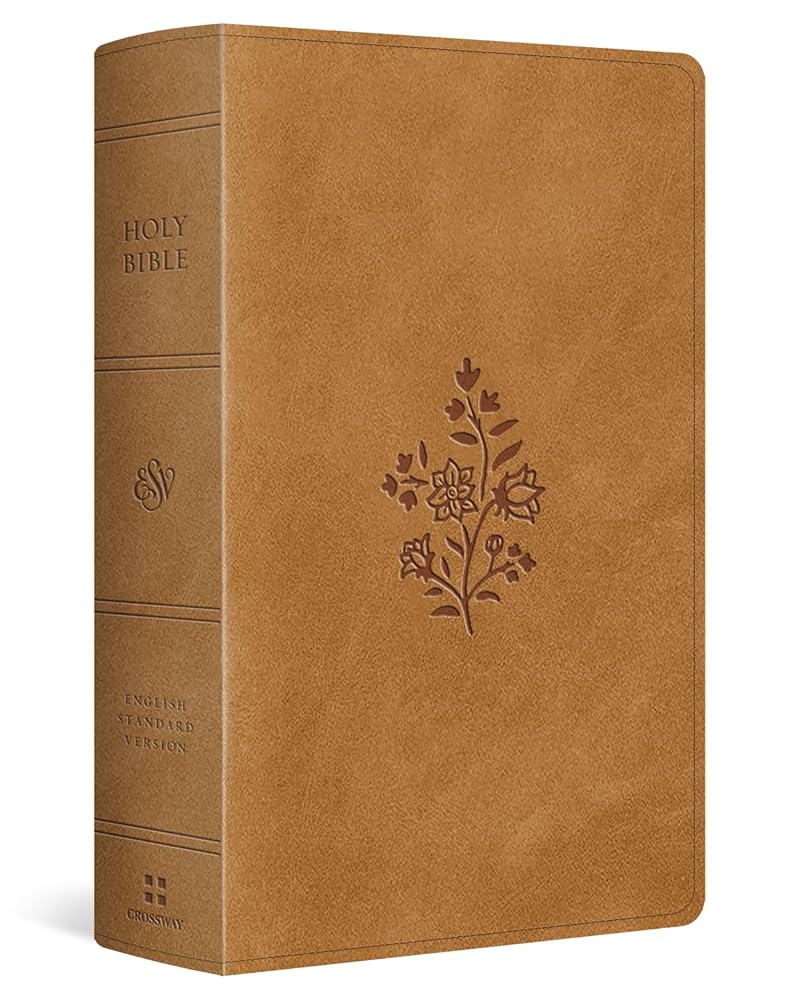ESV Giant Print Personal Size Bible, Red Letter (TruTone, Nubuck Caramel, Wildflower Design): Holy Bible, English Standard Version cover image