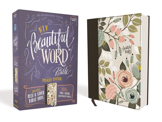 NIV, Beautiful Word Bible, Updated Edition, Journal Edition for Women, 600+ Full-Color Illustrated Verses, Peel/Stick Bible Tabs, Floral Cloth over Board, Red Letter, Comfort Print cover image