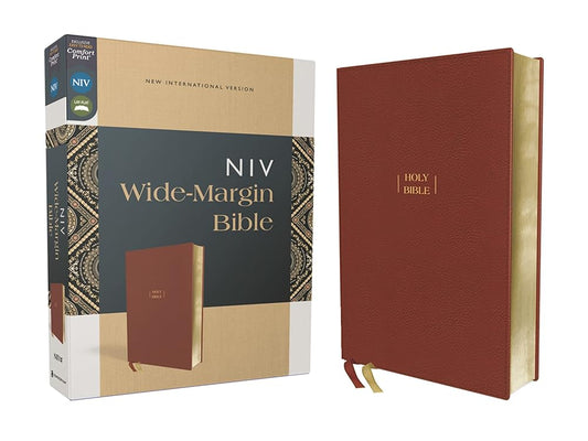 NIV, Wide Margin Bible (A Bible that Welcomes Note-Taking), Leathersoft, Brown, Red Letter, Comfort Print cover image