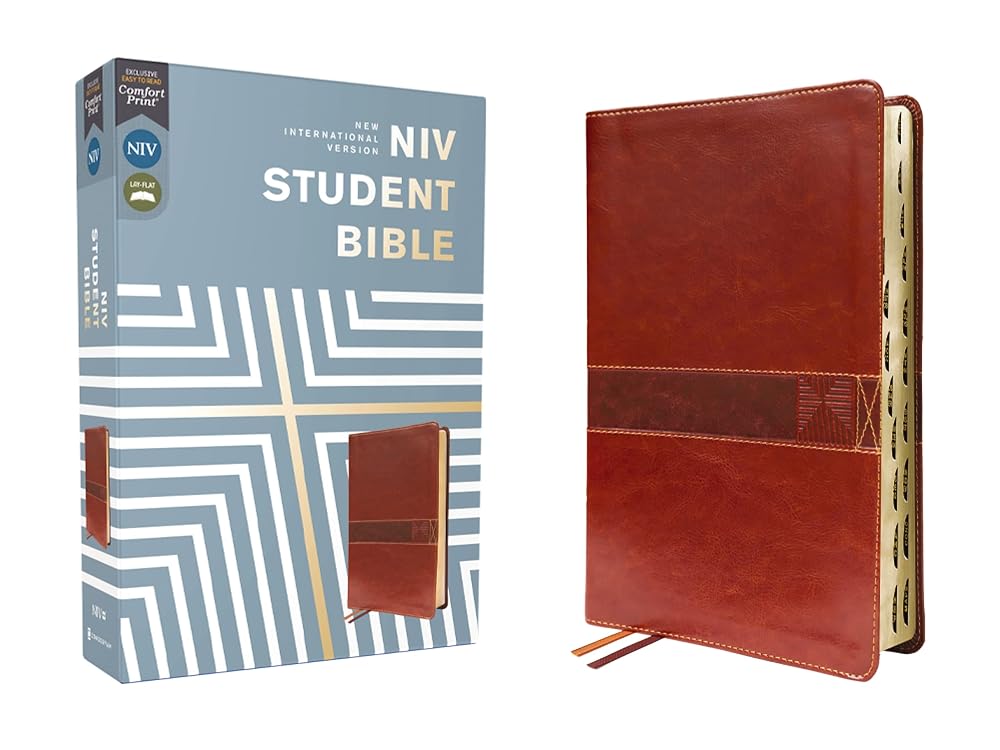 NIV, Student Bible, Leathersoft, Brown, Thumb Indexed, Comfort Print cover image