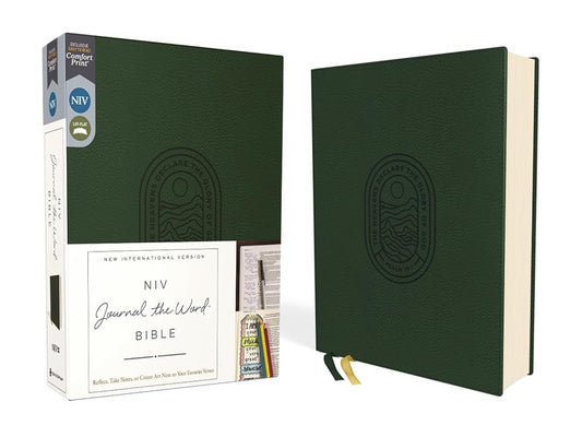 NIV, Journal the Word Bible (Perfect for Note-Taking), Leathersoft, Green, Red Letter, Comfort Print: Reflect, Take Notes, or Create Art Next to Your Favorite Verses cover image