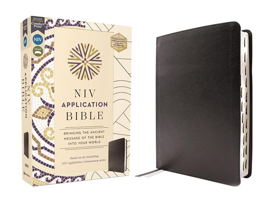 NIV Application Bible, European Bonded Leather, Black, Red Letter, Thumb Indexed, Comfort Print: Bringing the Ancient Message of the Bible into Your World (NIV Application Commentary Resources) cover image
