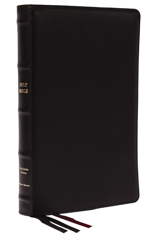 KJV Holy Bible: Large Print Thinline, Black Goatskin Leather, Premier Collection, Red Letter, Comfort Print (Thumb Indexed): King James Version cover image