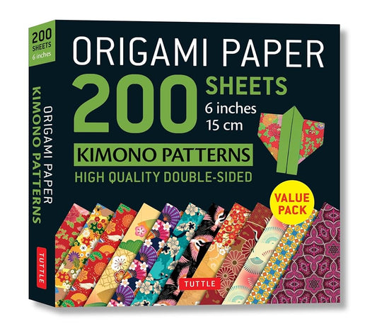 Origami Paper 200 sheets Kimono Patterns 6" (15 cm): Tuttle Origami Paper: Double-Sided Origami Sheets Printed with 12 Patterns (Instructions for 6 Projects Included) cover image
