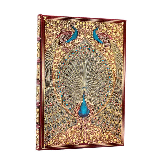 Hafiz's Peacocks Midi Lined Hardcover Journal, 144pg, 120GSM by Paperblanks (Sangorski & Sutcliffe) cover image