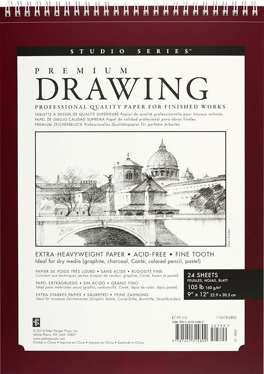 Large Premium Drawing Pad 9'' X 12'' (Sketchbook, Sketch book) (Studio) cover image