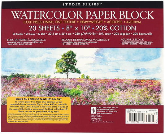Studio Series Watercolor Block - 8 x 10 inches (250 GSM, 90LB, COLD PRESS) cover image