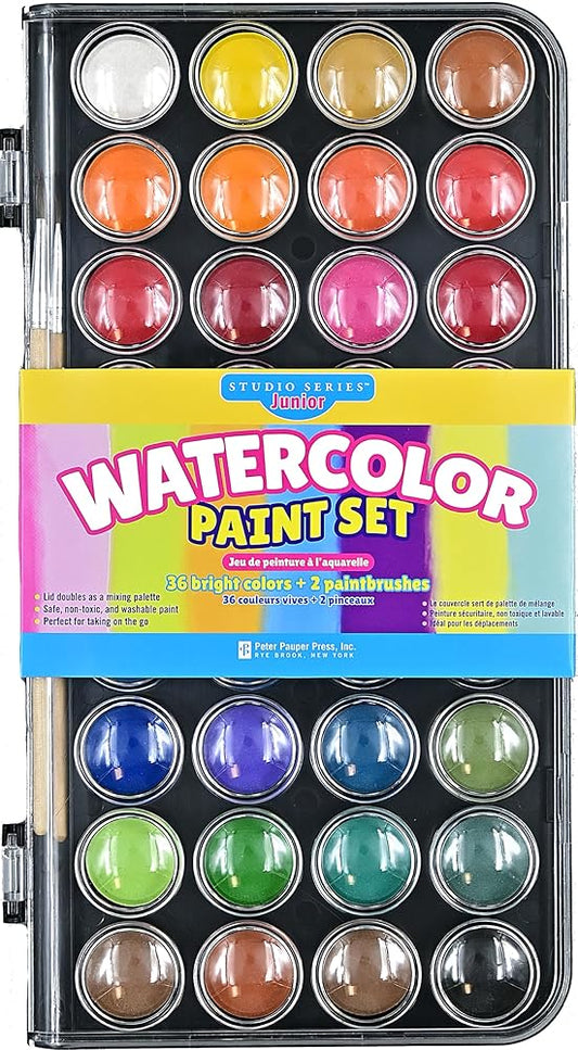 Studio Series Junior Watercolor Paint Set (set of 36 colors with 2 paint brushes) cover image