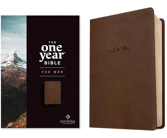 NLT The One Year Bible for Men (LeatherLike, Rustic Brown Mountain) cover image