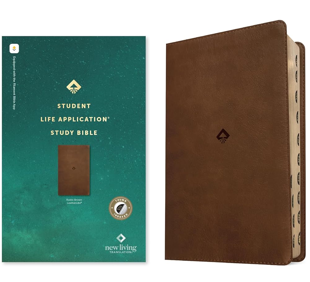 NLT Student Life Application Study Bible, Filament Enabled (LeatherLike, Rustic Brown, Indexed, Red Letter) cover image