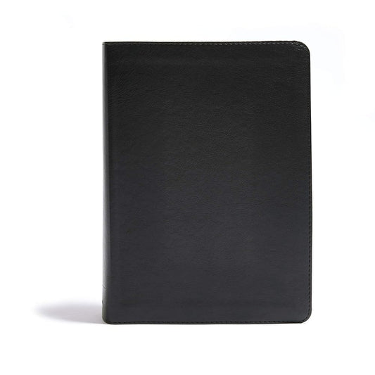 CSB He Reads Truth Bible, Black LeatherTouch, Black Letter, Wide Margins, Journaling Space, Illustrations, Reading Plans, Single-Column, Easy-to-Read Bible Serif Type cover image