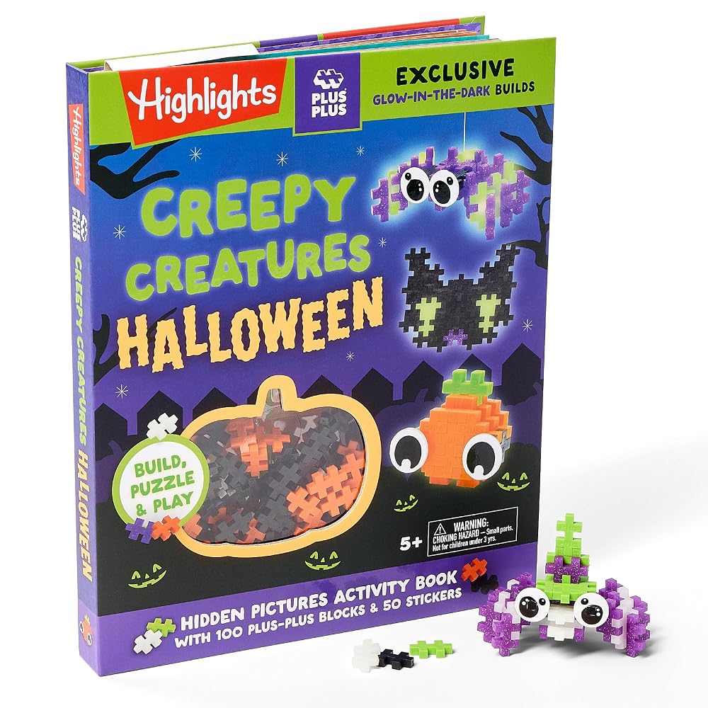 Creepy Creatures Halloween: Build, Puzzle & Play: Hidden Pictures Activity Book with 100 Plus-Plus Blocks and 50 Stickers, Glow-in-the-Dark Pieces and ... & Plus-Plus Activity Book and Blocks Set) cover image