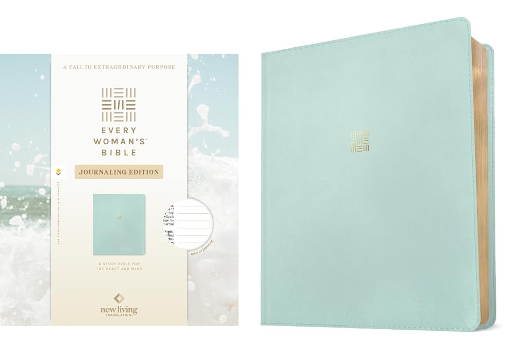 NLT Every Woman's Bible, Journaling Edition, Filament Enabled (LeatherLike, Seafoam Blue, Red Letter) cover image