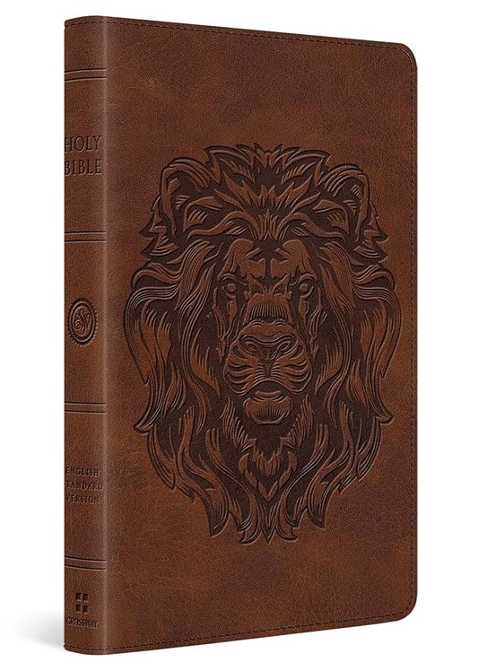 ESV Thinline Bible, Red Letter (TruTone, Brown, Royal Lion Design): Holy Bible, English Standard Version cover image