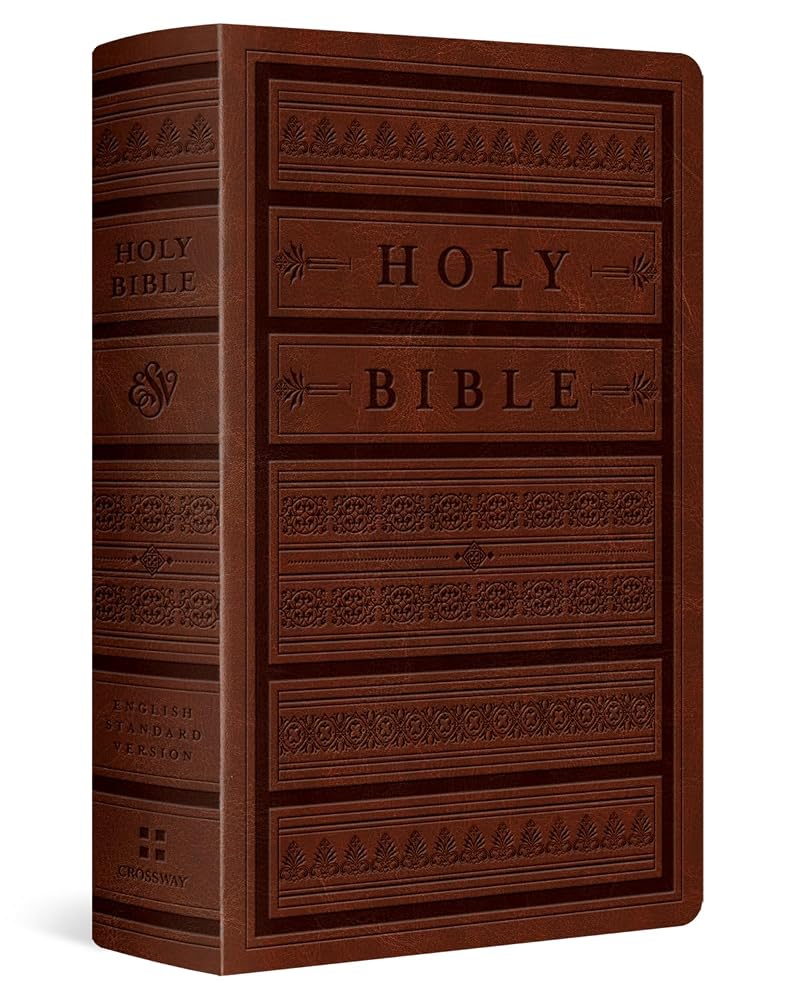 ESV Giant Print Personal Size Bible, Red Letter (TruTone, Brown, Engraved Mantel Design): Holy Bible, English Standard Version cover image