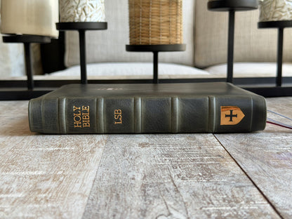 Steel Grey Waxy LSB Handy Size Inside Column Reference by Rock Wall Bibles, spine at an angle