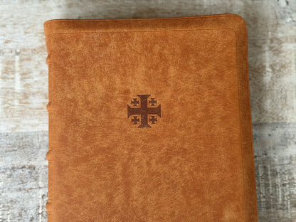 Olmo Pueblo NASB 1995 Single Column Reference Bible by Rock Wall Bibles, front cover close-up