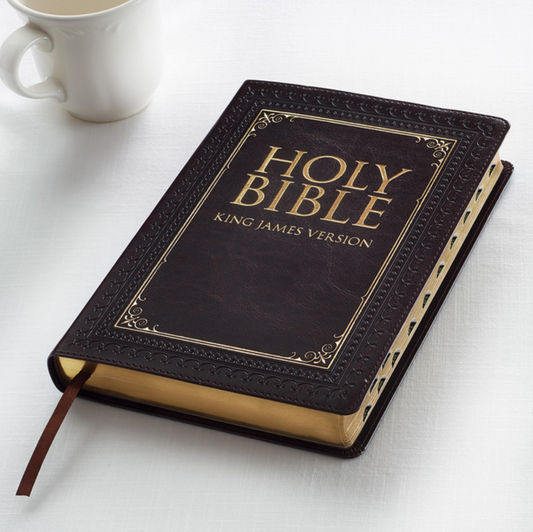 KJV Holy Bible, Thinline Large Print Faux Leather Red Letter Edition Thumb Index & Ribbon Marker, King James Version, Dark Brown (KJV Thinline LP Editions) by Christian Art Publishers