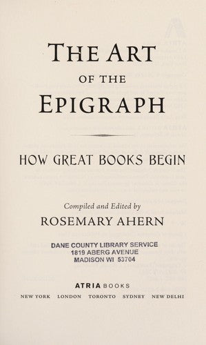 The Art of Epigraph / How Great Books Begin