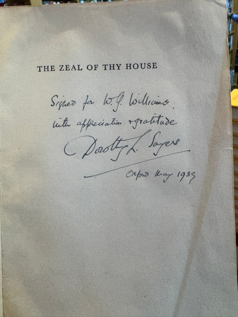 Inscription signed by Dorothy L. Sayers on the half-title